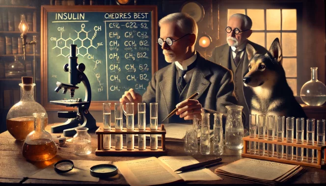 
					Penemuan Insulin oleh Frederick Banting dan Charles Best (1921)
