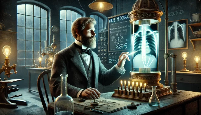 
					Penemuan X-ray oleh Wilhelm Conrad Roentgen (1895)