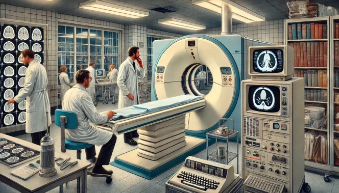 
					Pengenalan Pencitraan Komputer (CT Scan) oleh Godfrey Hounsfield dan Alan Cormack (1972)