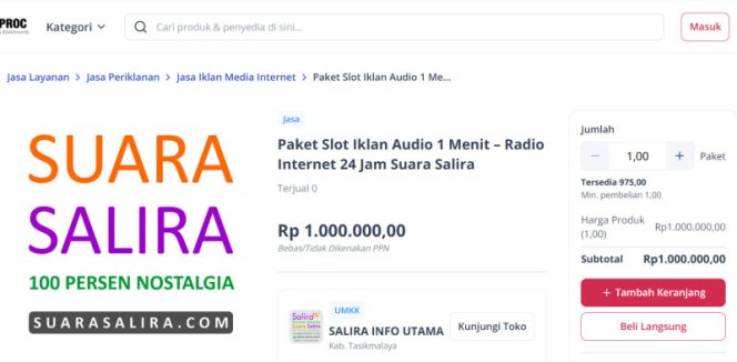 
					Paket Slot Iklan Audio 1 Menit di Radio Internet 24 Jam Suara Salira