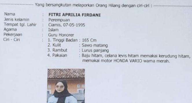 
					Guru Honorer Ciamis Hilang Misterius, Keluarga Minta Bantuan Warga