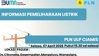 Jadwal Listrik Padam Ciamis 7 April 2026 Ini Wilayahnya